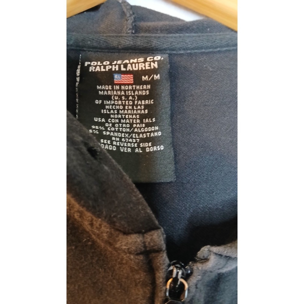 Polo Jeans Co Ralph Lauren‎ Hoodie Jacket Black Zip Up Pocket Hoodie Small Flaw - Picture 5 of 9
